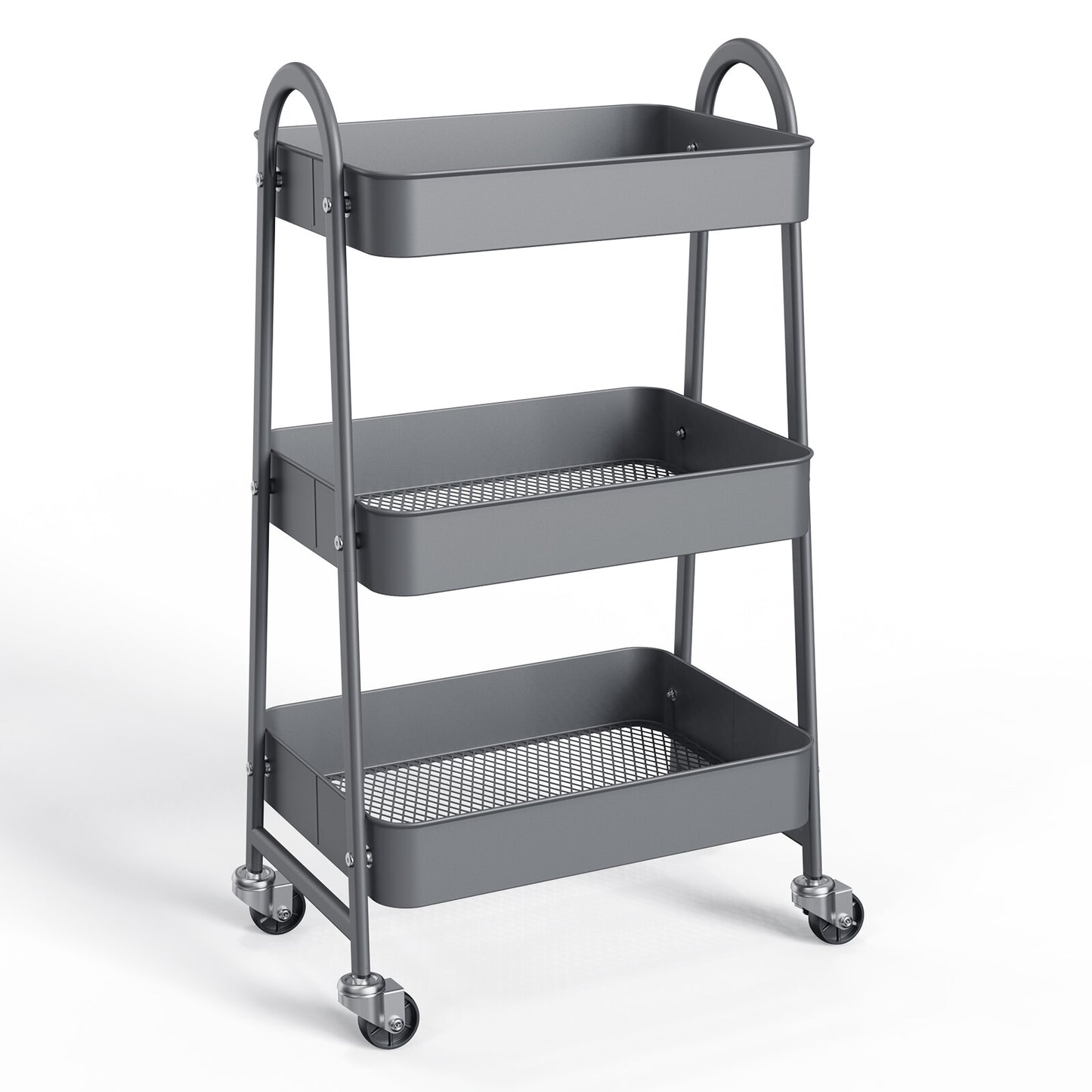 3-Tier Small Rolling Metal Storage Organizer Mobile Utility Cart Kitchen Cart