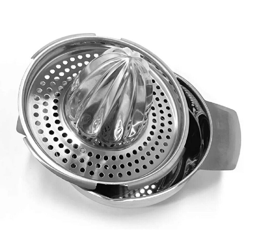 Stainless Steel Citrus Juicer–Manual Hand Press Lemon Squeezer W Bowl & Strainer