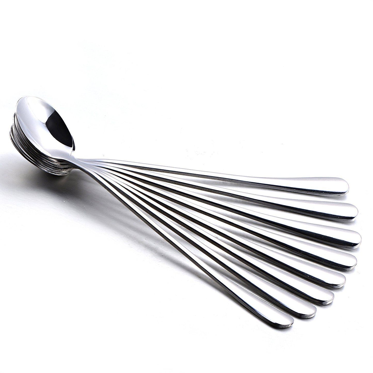 7.5” Stainless Steel Iced Tea & Mixing Spoons (6 Pc) – Long Handle Cocktail, Ice Cream & Coffee Stirring Spoons | Elegant, Durable & Rust-Resistant