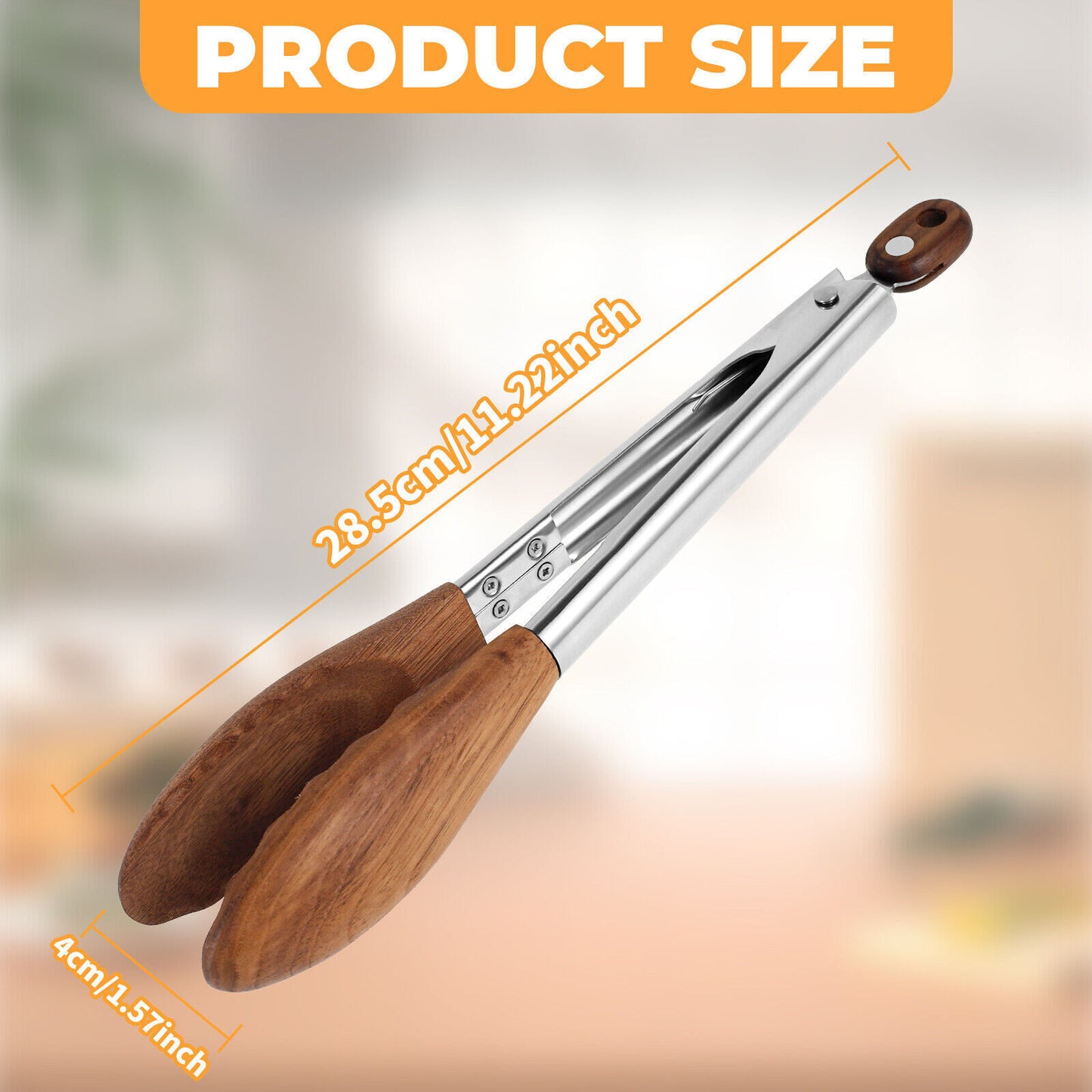Walnut Wood Kitchen Tongs Food Serving Grill Multi Purpose Cooking Tongs