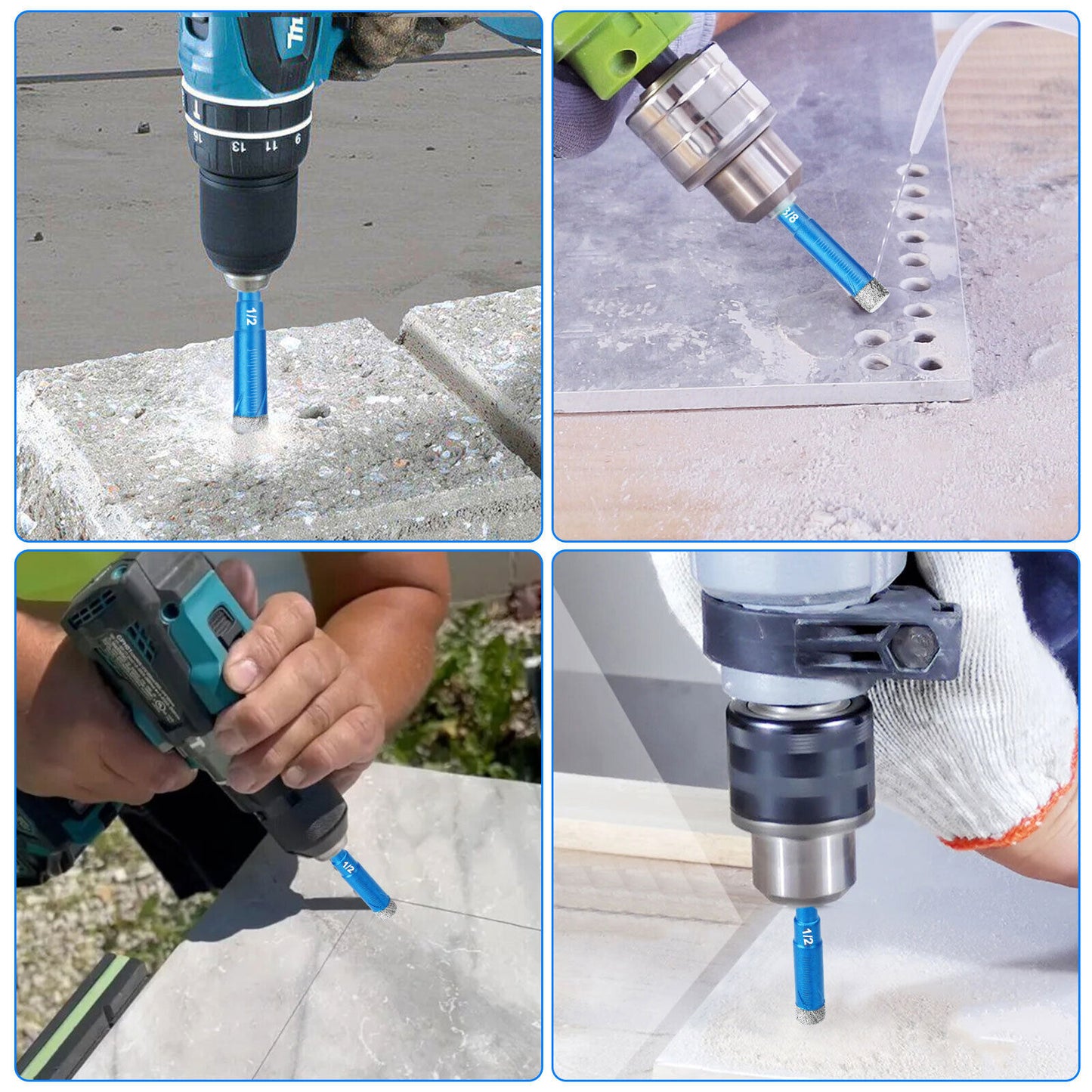 6PCS Dry Diamond Drill Bits Set for Porcelain Ceramic Granite Marble Stone Glass