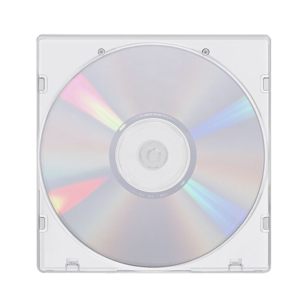 100 Pack Clear Slim CD/DVD Cases – Durable Poly Plastic Storage Box, Lightweight & Shatterproof for Disc Organization, Media Protection & Travel