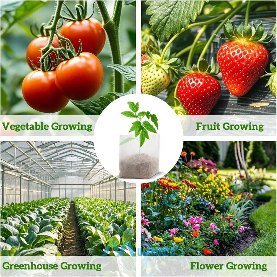 200/400X Plant Grow Nursery Bag Biodegradable Non-Woven Fabric Seed Starters Pot