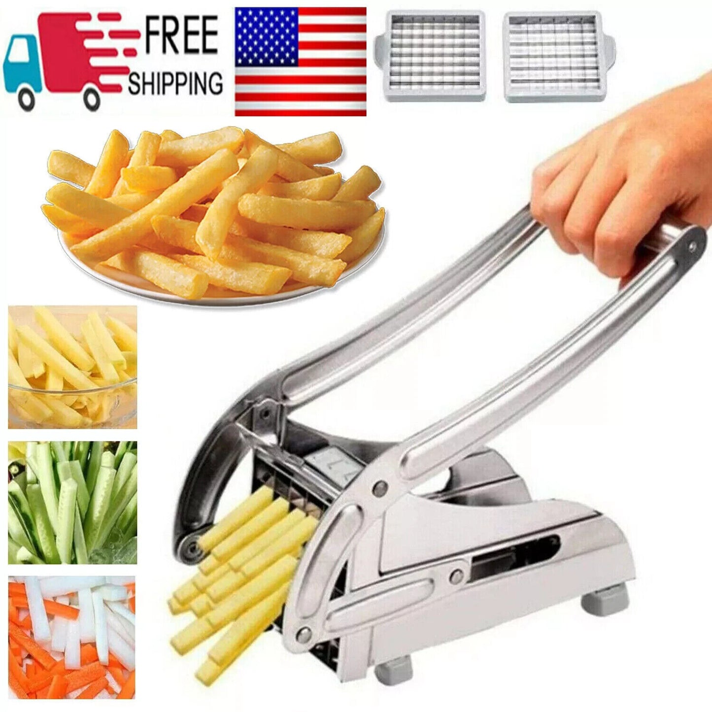 Heavy Duty Stainless Steel French Fry Cutter with Suction Feet for Potatoes