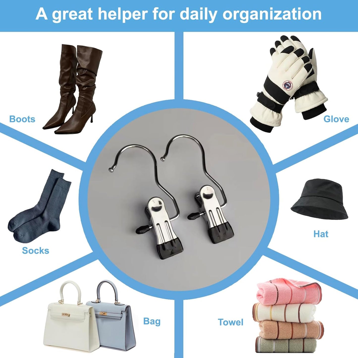 24 Pack Hanger Clips, Multi Function Clip Hooks, Laundry Hanging Hooks Clips, Cl