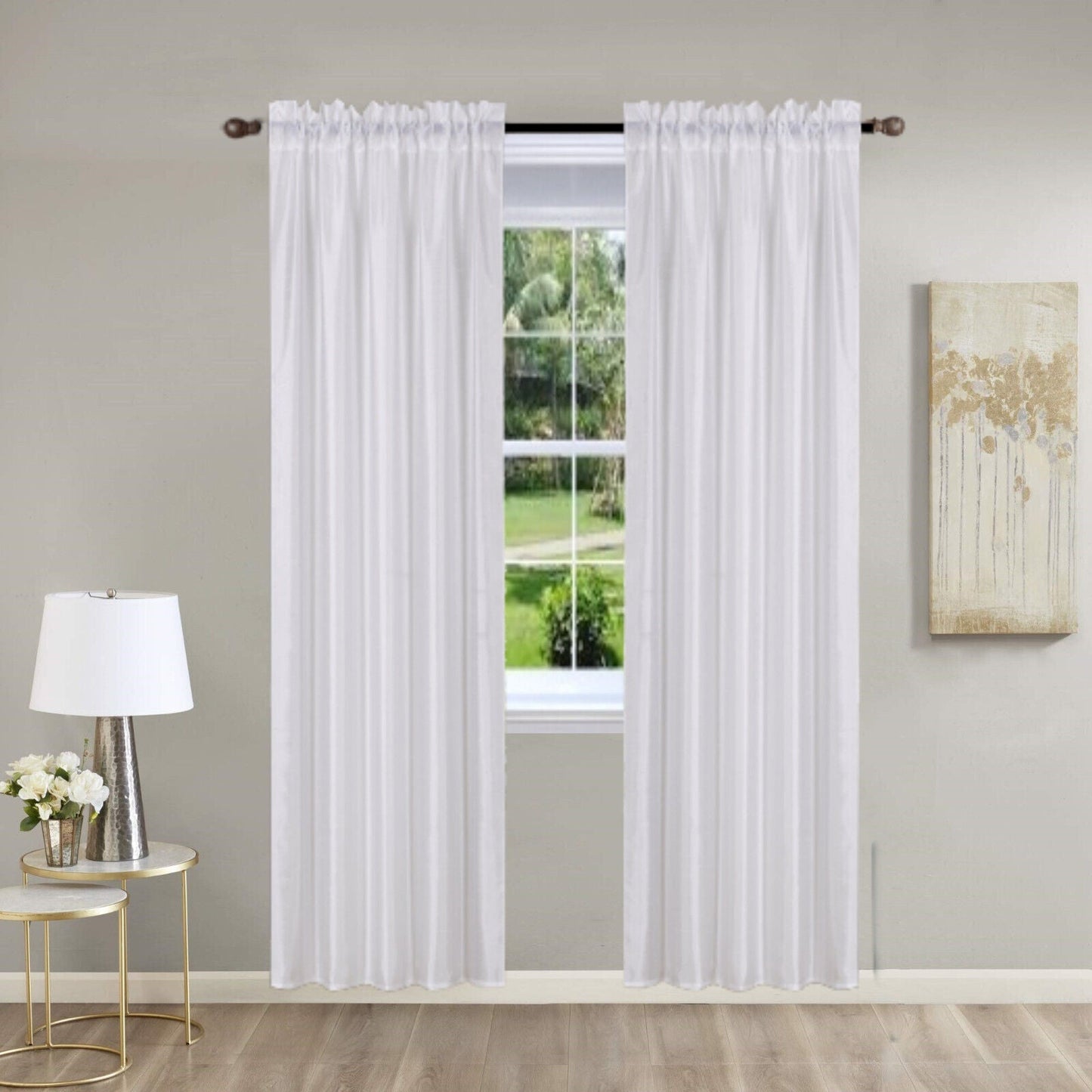 Pinch Pleat Curtain Panels 2 Pack Unlined Rod Pocket Window Sheer & Light, Fits 2” Rod, Non-Blackout Home Decor Upgrade