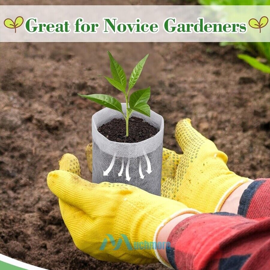 200/400X Plant Grow Nursery Bag Biodegradable Non-Woven Fabric Seed Starters Pot