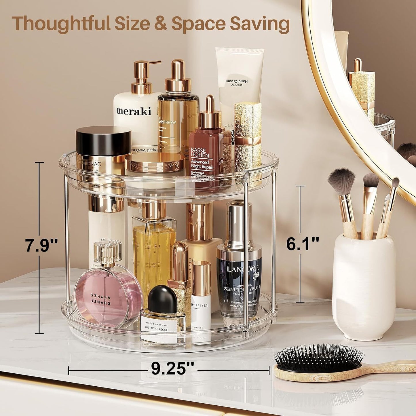 2 Tier 9-Inch Lazy Susan 360° Turnable Spice Storage Organizer Kitchen Cabinet