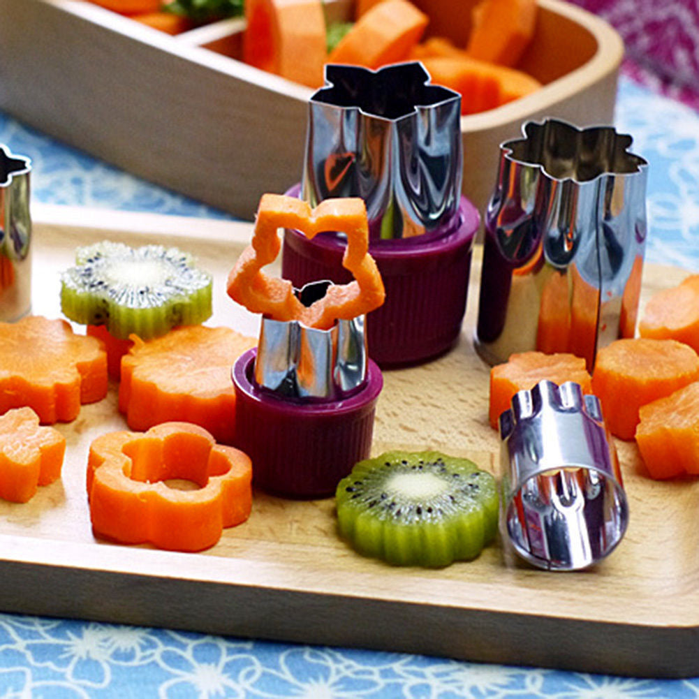 Stainless Steel Flower Shape Rice Vegetable Fruit Cutter Mold Slicer Set of 8Pcs