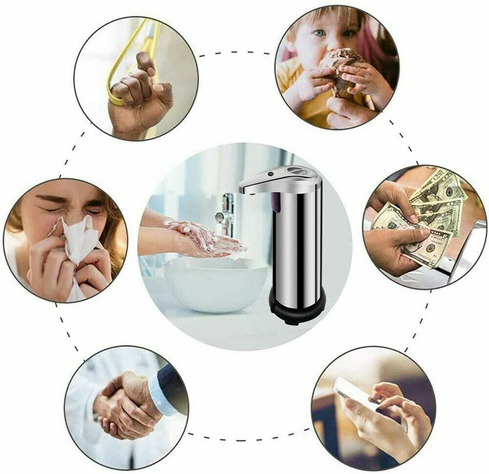 Touchless Soap Dispenser – 250ml Stainless Steel Auto Sensor Pump for Kitchen & Bathroom | Hands-Free Hygiene Must-Have