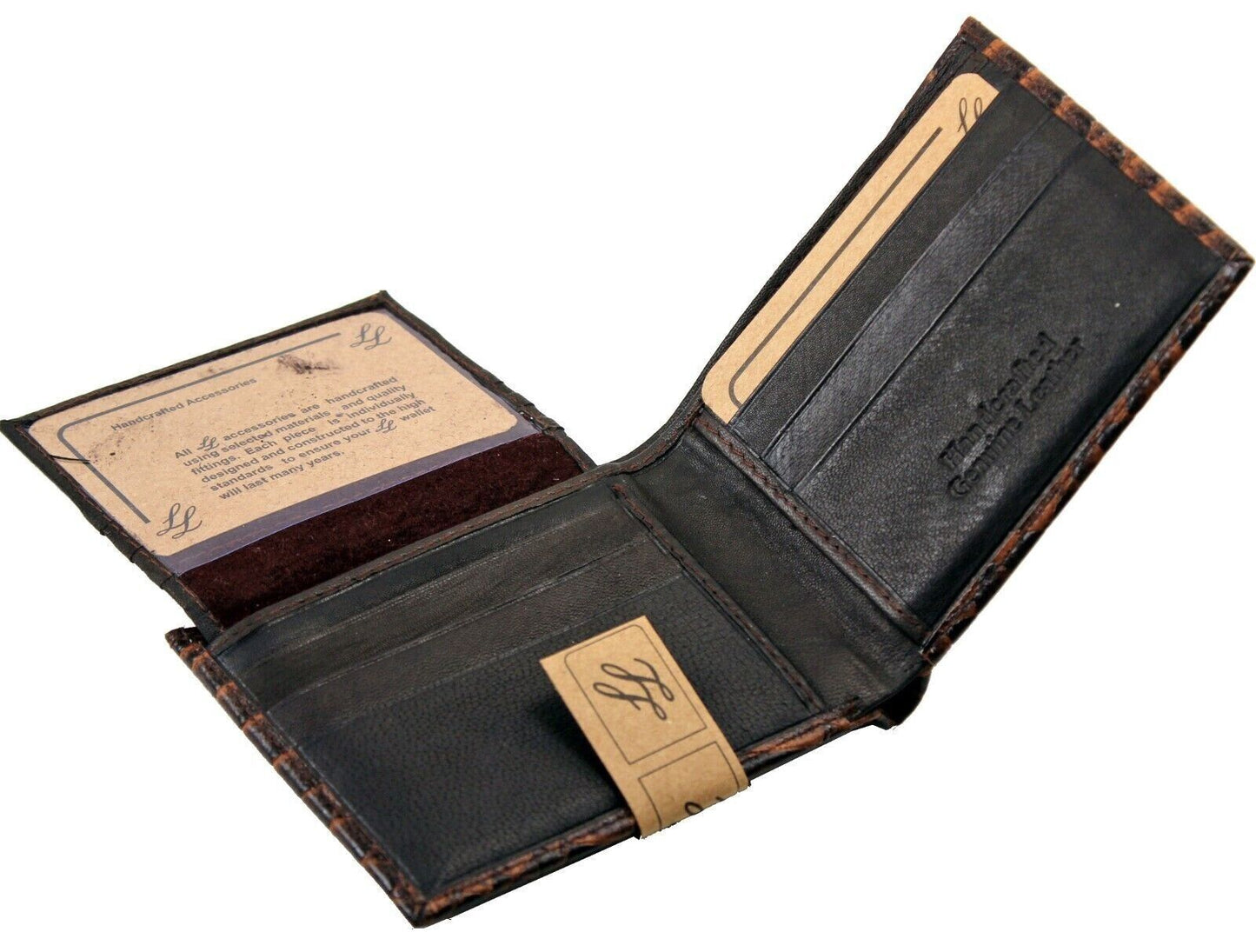 New Mens Genuine Leather Bifold Wallet ID Credit Card Alligator Window Crocodile
