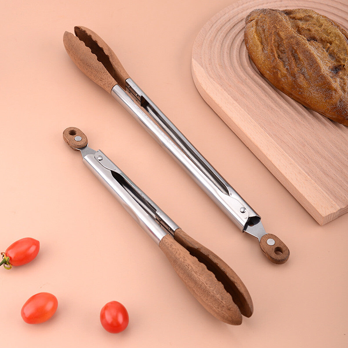 Walnut Wood Kitchen Tongs Food Serving Grill Multi Purpose Cooking Tongs