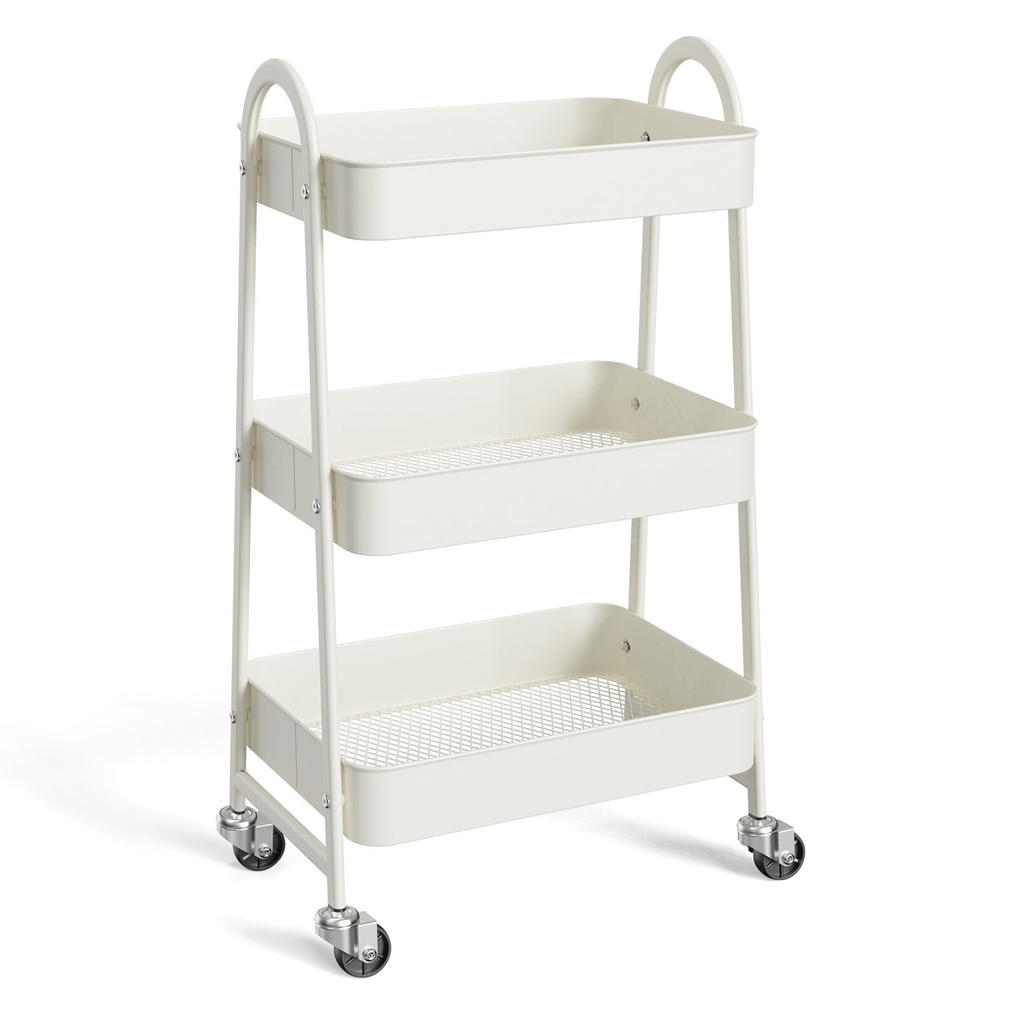 3-Tier Small Rolling Metal Storage Organizer Mobile Utility Cart Kitchen Cart