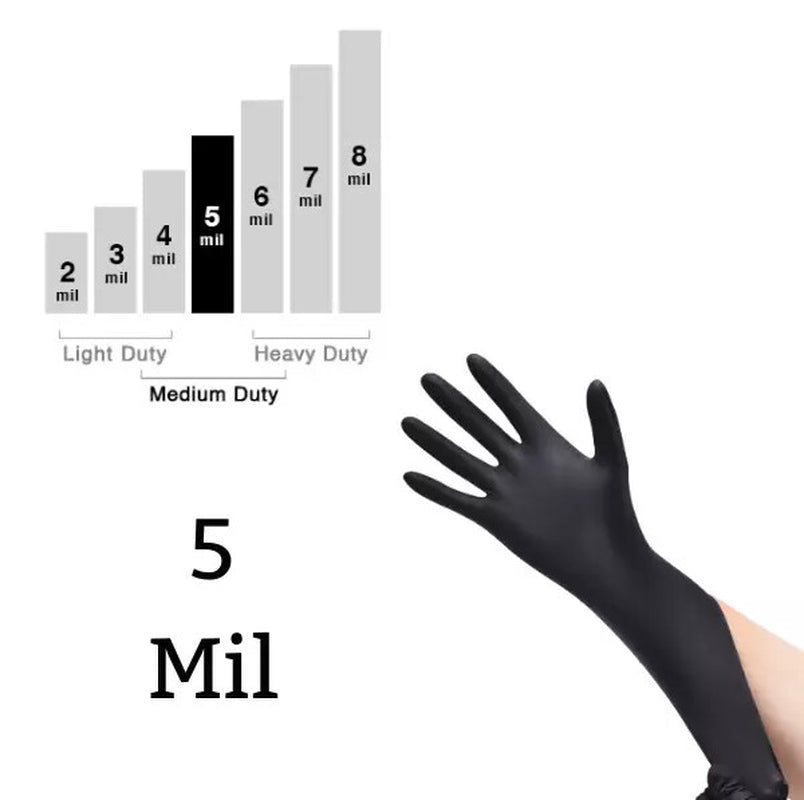 5 Mil Nitrile Black Disposable Exam/Medical Cleaning Gloves Powder Latex Free