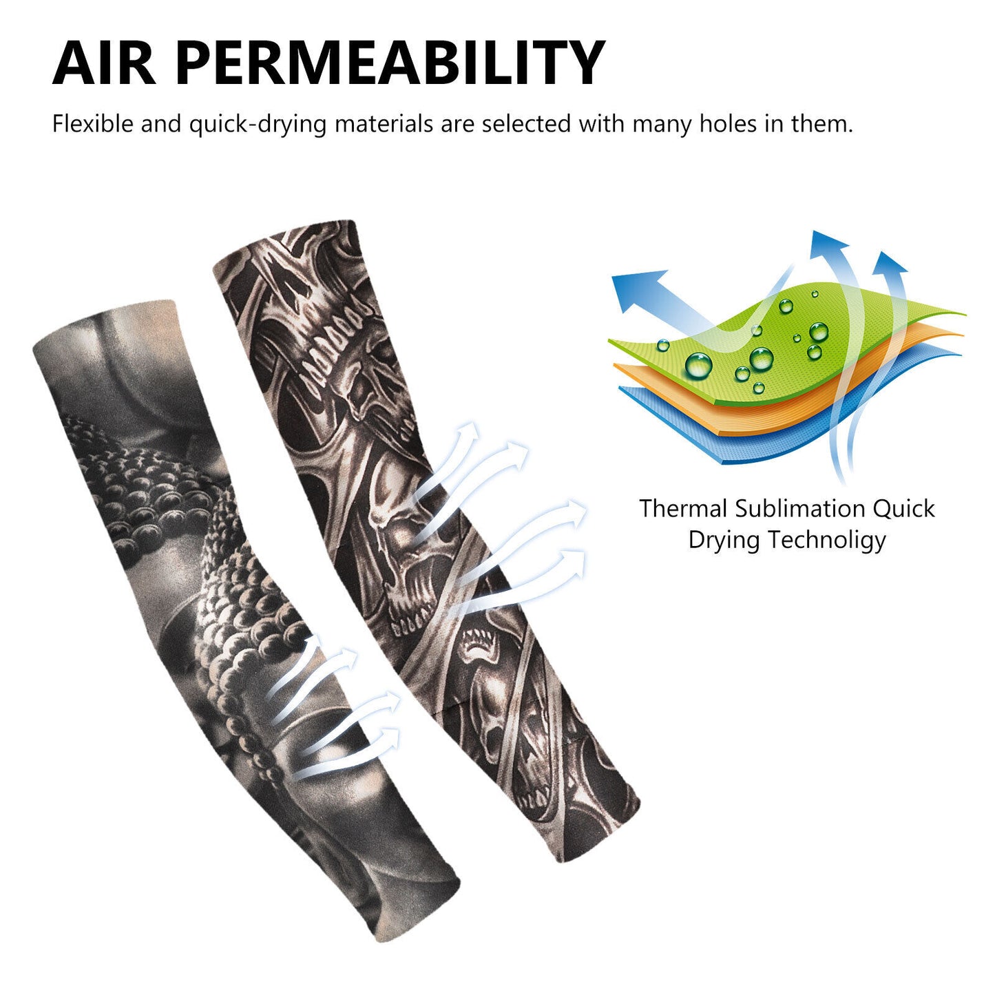 10/5Pcs Tattoo Cooling Arm Sleeves Cover Basketball Golf Sport UV Sun Protection