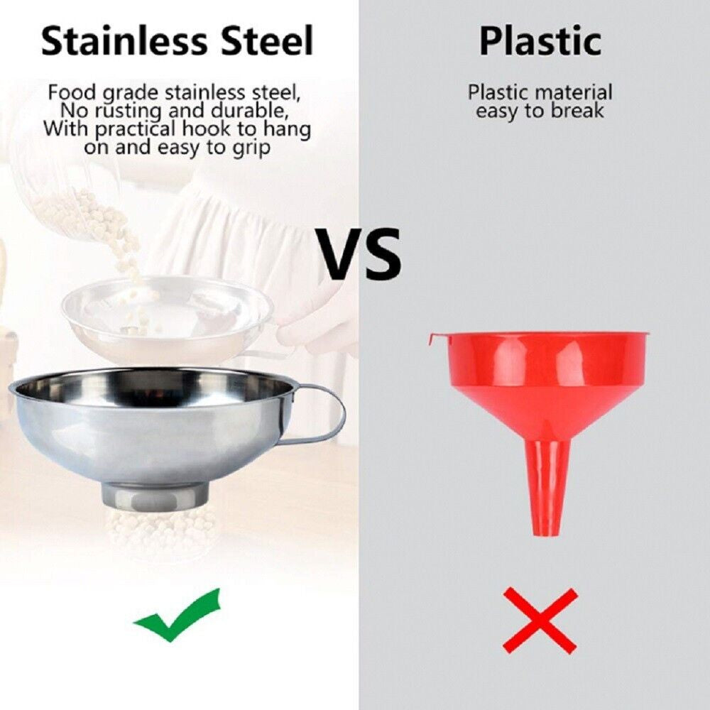 Stainless Steel Canning Funnel Set (2 Pc) – Wide Mouth Funnels for Mason Jars, Jam, Preserves & Kitchen Use | Durable, Rust-Resistant & Easy to Clean