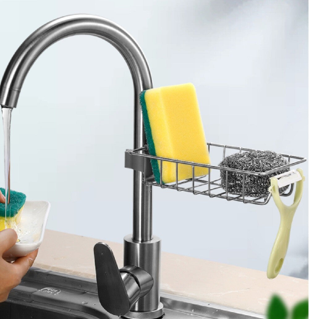 Kitchen Sink Drain Rack – Faucet Storage Holder for Sponge, Soap & Dish Cloth