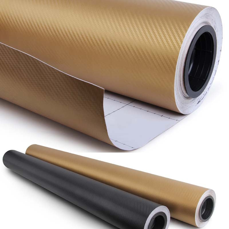 12" X 60" GOLD Carbon Fiber Vinyl Film Wrap 3D Bubble Free Air Release 1Ftx5Ft