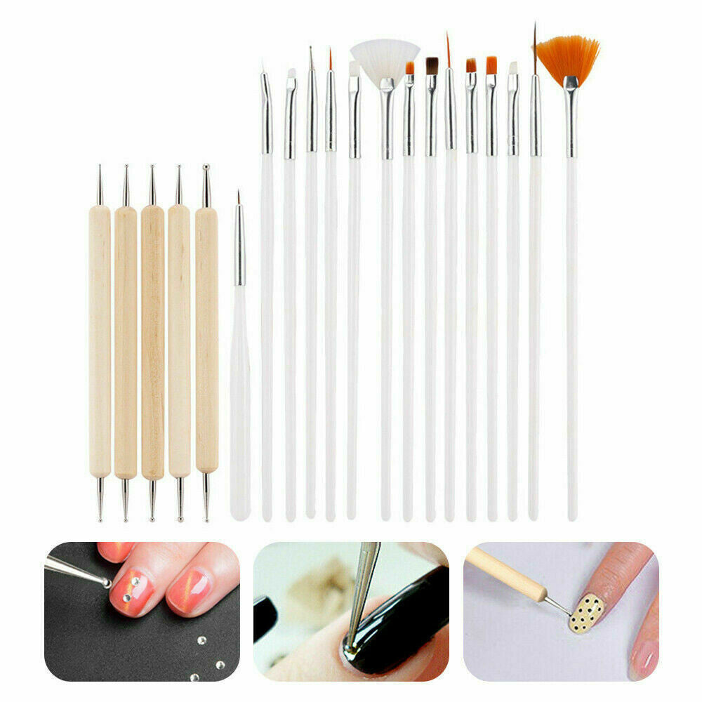 27 Pcs Nail Art Gel Design Pen Painting Polish Brush Dotting Drawing Tools Set
