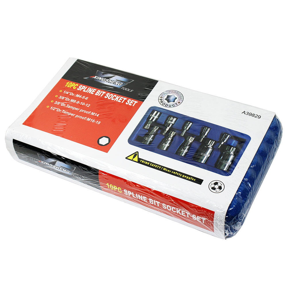 10Pc XZN Triple Square 12 Point Spline Bit Socket Set 4MM - 12MM