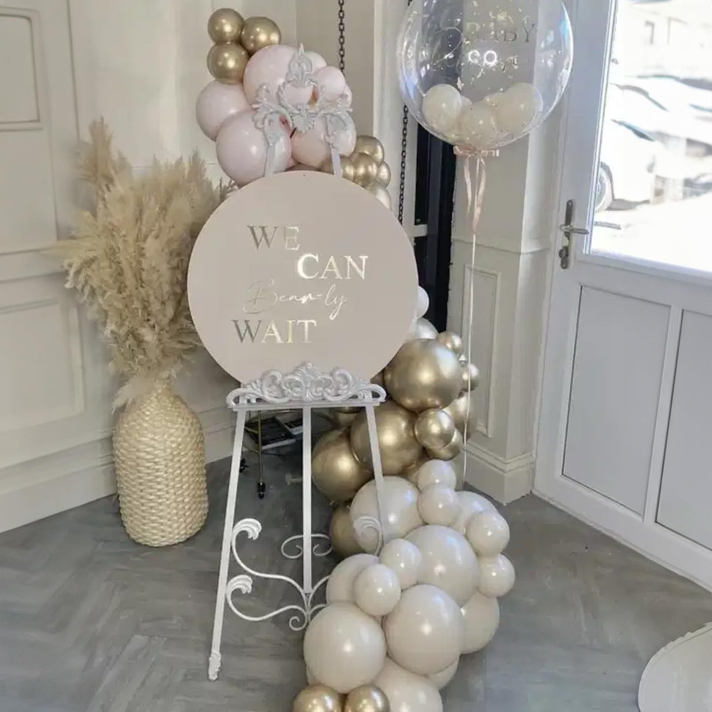 White and Gold Balloons, 12 Inch White Sand Gold Metallic Latex Balloons, Beige