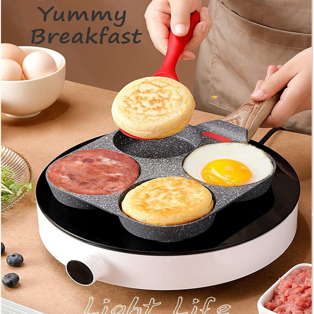 4-Cup Nonstick Egg Pan for Quick Breakfast | Compact, Easy Clean, Pancakes & Eggs Made Simple | No Mess Kitchen Essential
