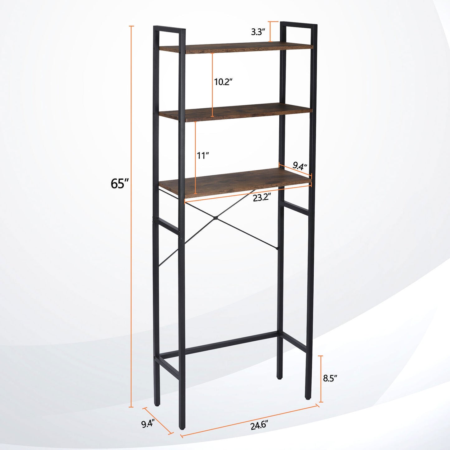 3-Tier Bathroom Storage Shelf over Toilet Rack Organizer Freestanding Shelving