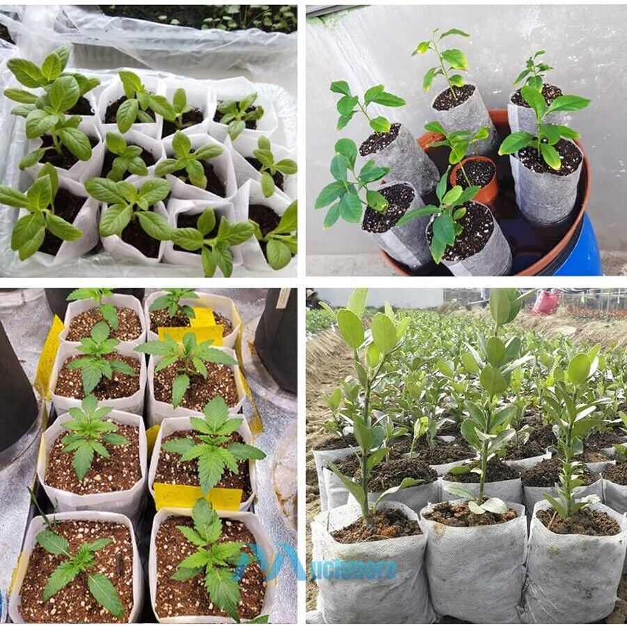 200/400X Plant Grow Nursery Bag Biodegradable Non-Woven Fabric Seed Starters Pot