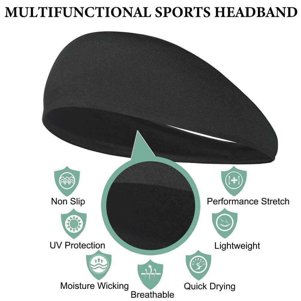 Sweatbands Sports Headband for Men & Women – Moisture-Wicking, Quick-Dry, Stretchy & Soft – Perfect for Gym, Running, Yoga, Basketball & More