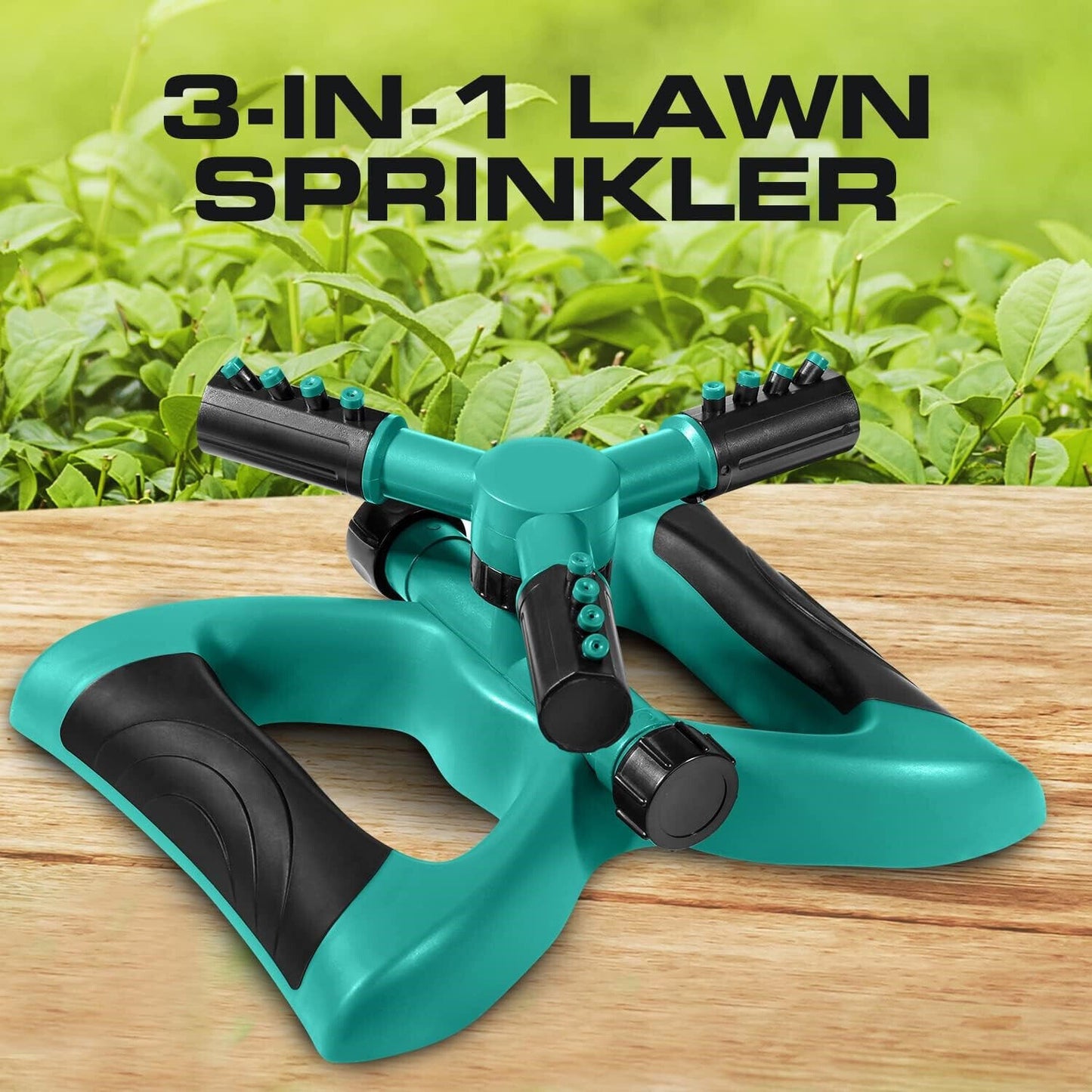 360° Automatic Rotating Lawn Sprinkler – Covers 30ft Range, Adjustable Arms, Leak-Proof Hose Connector, Garden & Yard Watering Tool for Even Coverage
