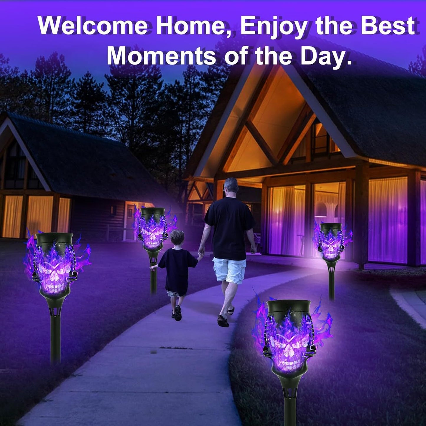 4 PACK Flickering Solar Lights Flame Torch Outdoor Landscape Garden Yard Lights