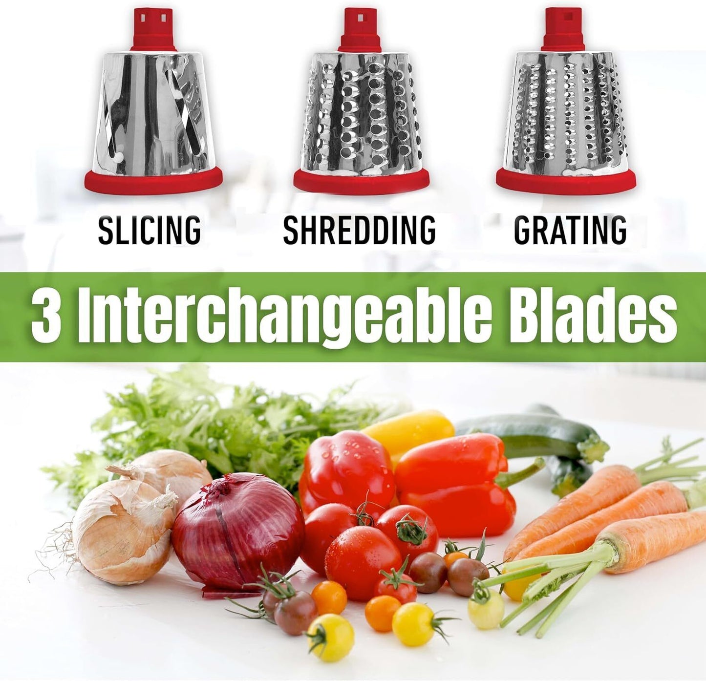 Trending Rotary Cheese Grater - Fast Hand Crank Slicer & Shredder | BPA-Free, 3 Drums, Non-Slip Base | Grate Veggies, Cheese & More Effortlessly