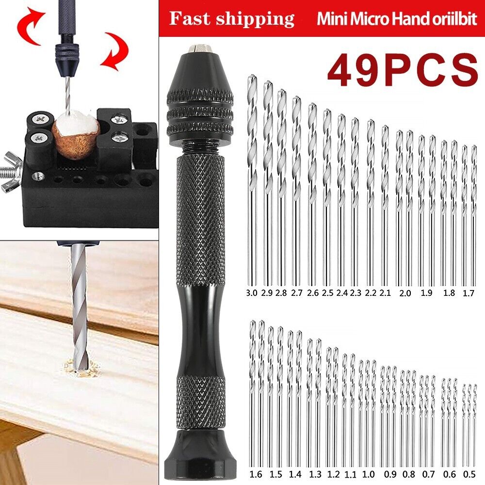 48PCS Precision Pin Vise Hand Drill & Mini Twist Bits Set | Micro Rotary Tool Kit for Wood, Resin, Jewelry, Beads, Plastic & DIY Craft Projects
