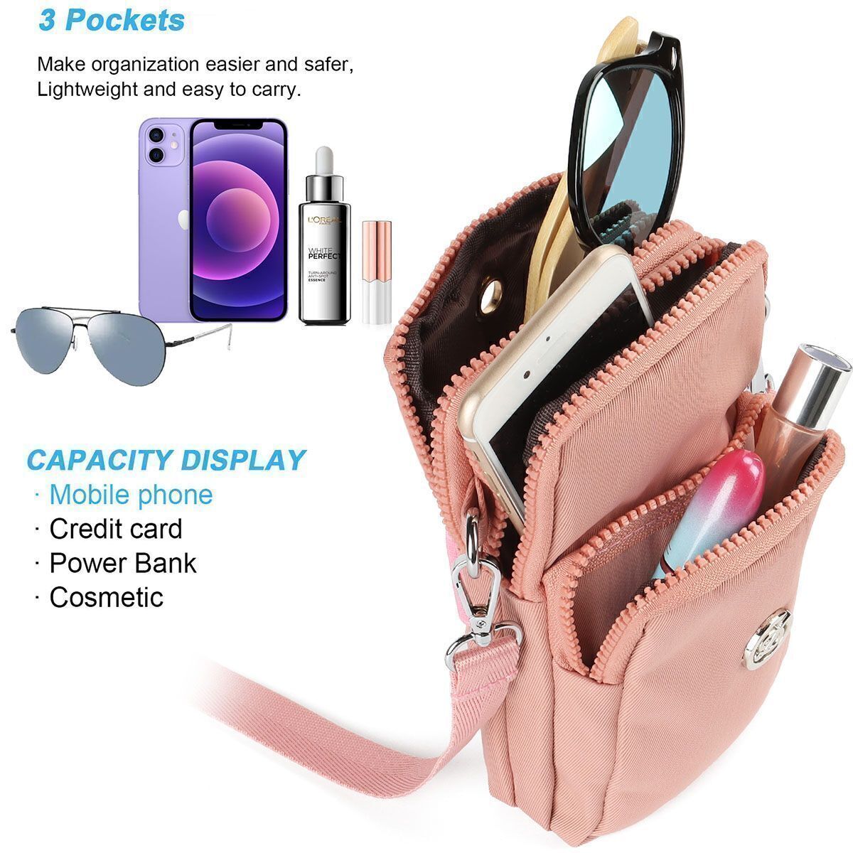 Trending Women’s Crossbody Phone Bag - Waterproof, Small & Stylish Shoulder Purse for Gym, Work, Travel, Jogging, & Daily Use (Fits Phones <7.2")