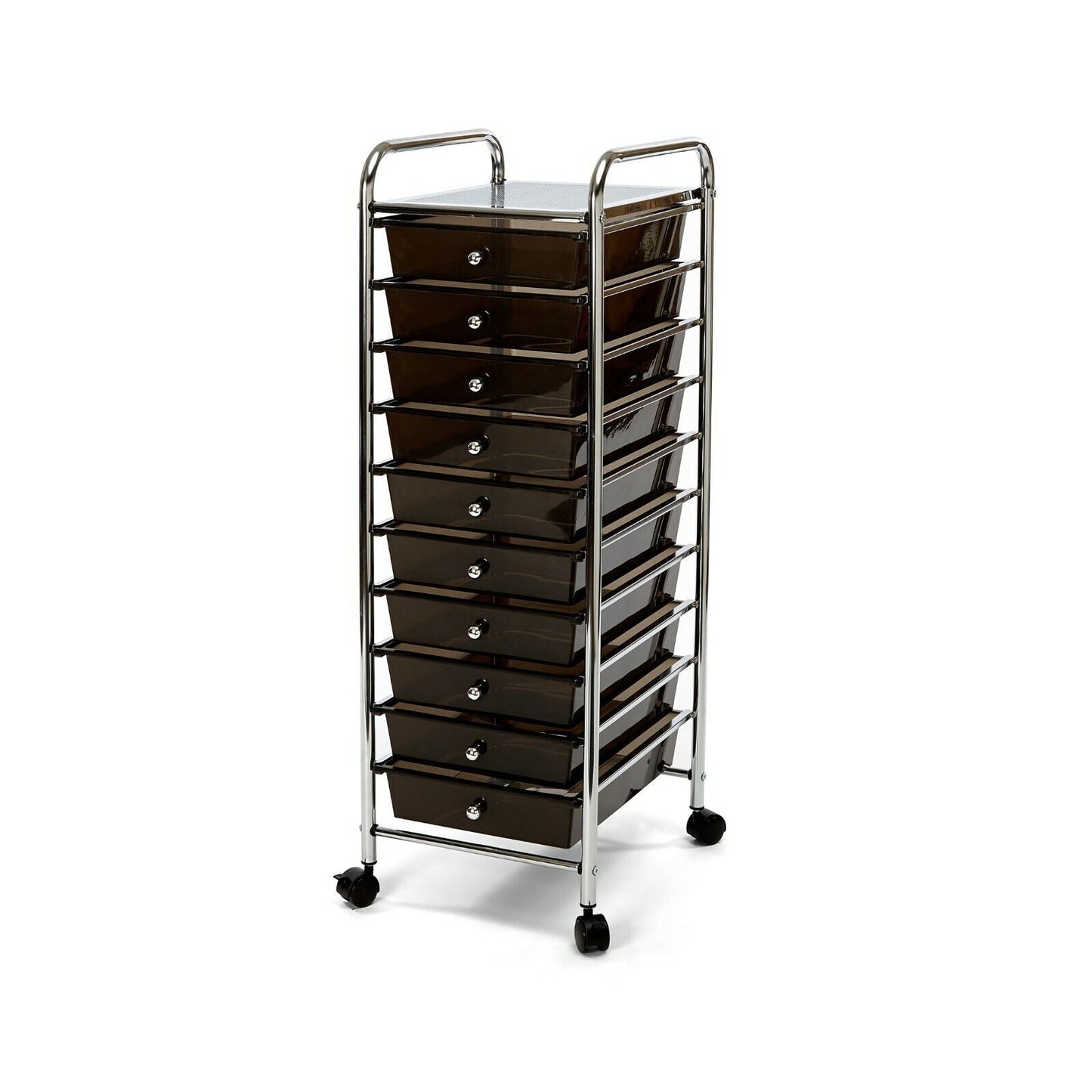 10-Drawer Organizer Cart with Chrome Finish | Classics Rolling Storage Cart for Home, Office, Crafts, Racks Steel Industrial Lightweight Plastic Shelf