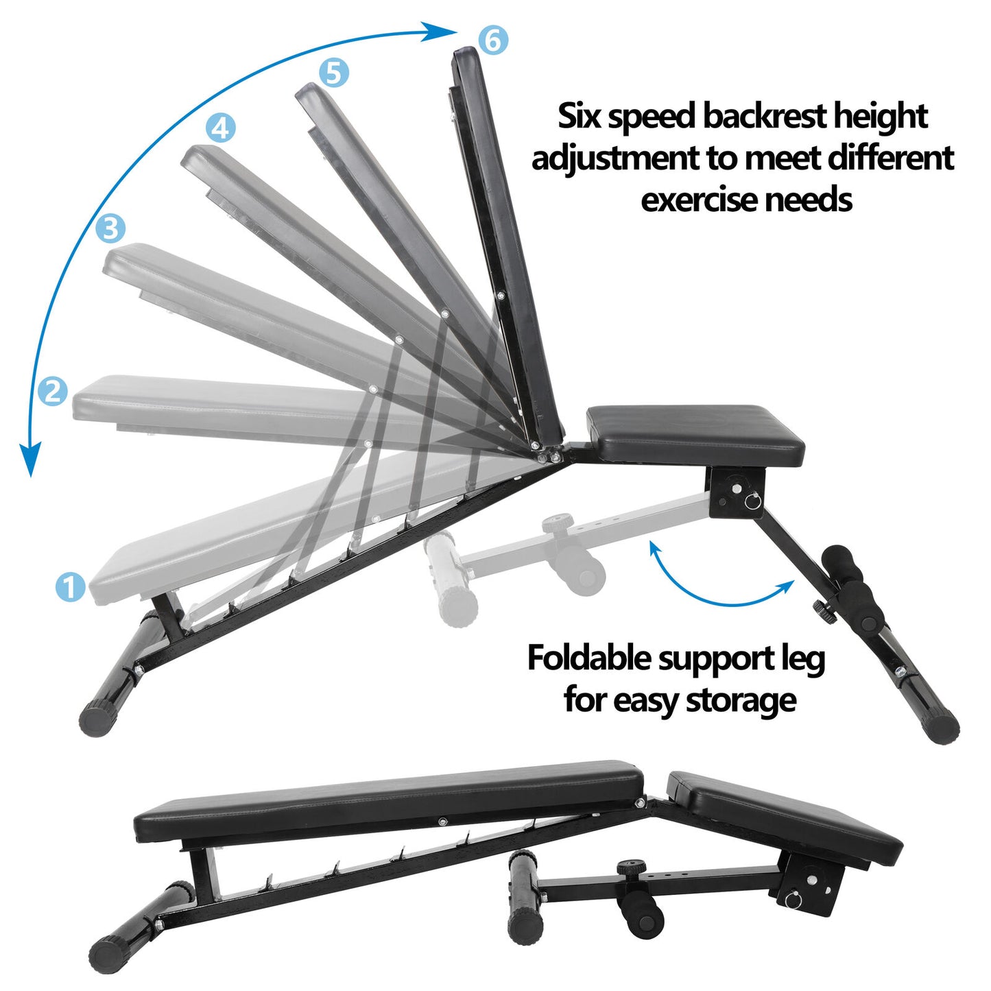 700 lb Adjustable Weight Bench for Home Gym - 6 Positions for Incline, Decline, & Flat Workouts, Foldable Utility Bench for Fitness Strength Training