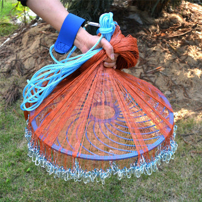 Easy Throw Fishing Cast Net, Durable Nylon Mesh with Aluminum Ring & Zinc Sinkers, Long Rope for Bait & Fish Catching Success!