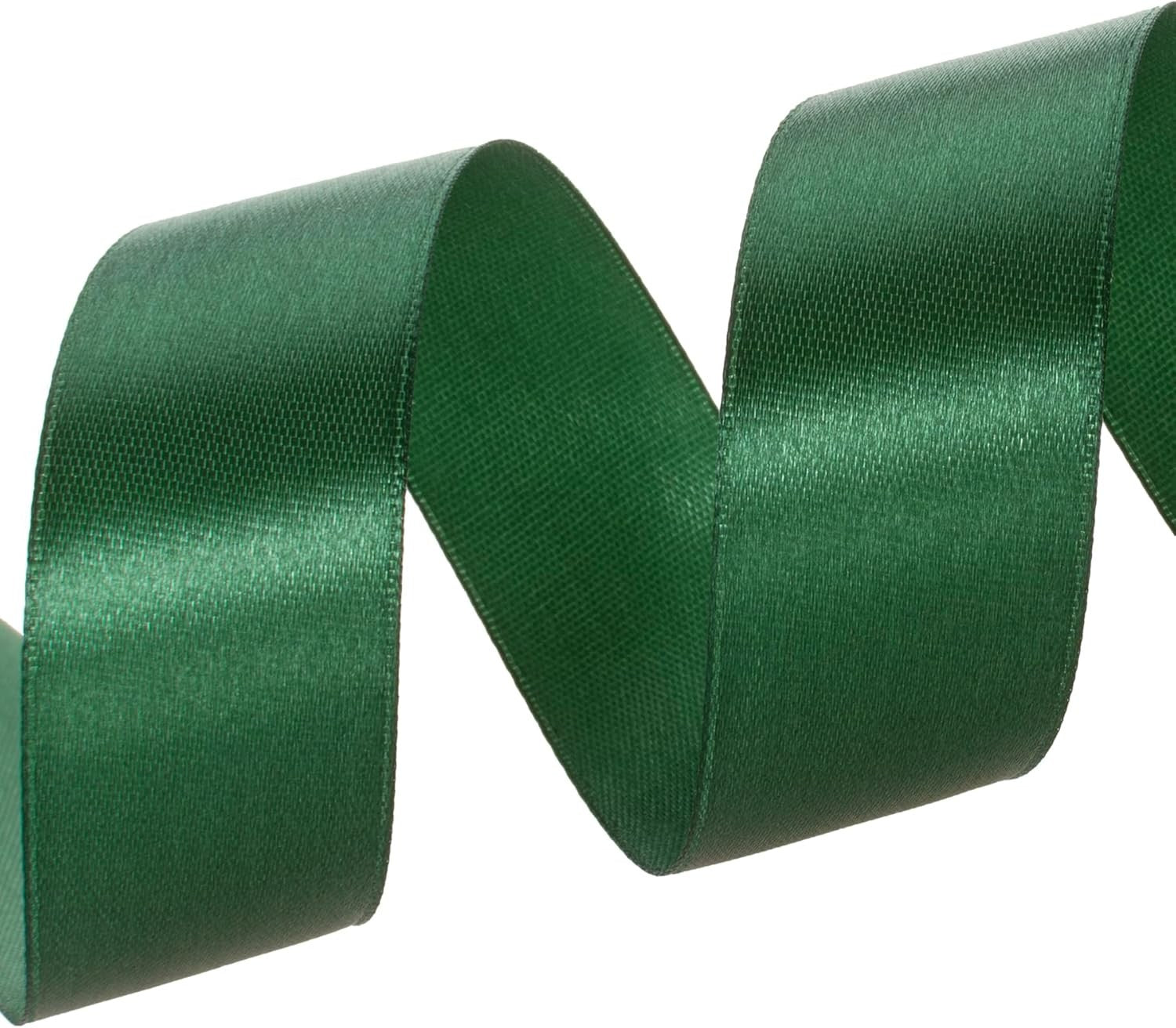 50 Yards 1 Inch Forest Green Satin Ribbon, Single Face 1",