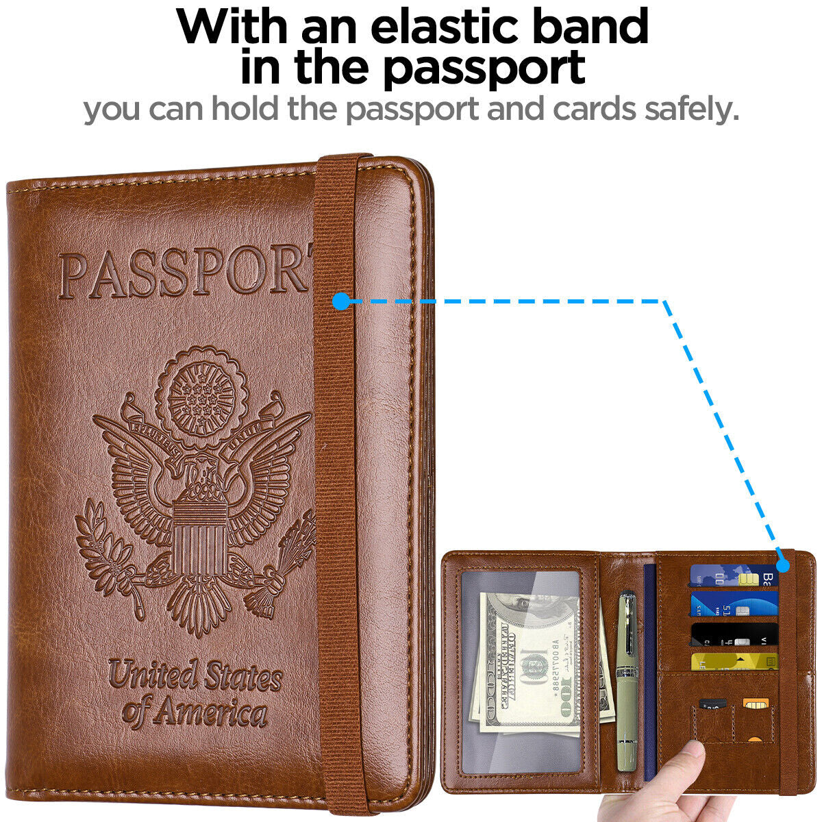 RFID Blocking Leather Passport Holder – Slim Wallet Cover with Card Slots for Men & Women | Airport Must-Have Organizer Travel Essentials