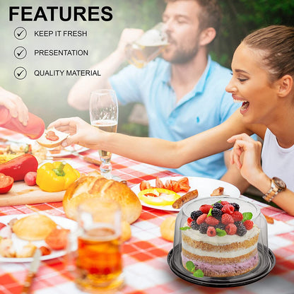 MT Products Plastic Cake Container with Clear Dome Cover 6" round - Pack of 5