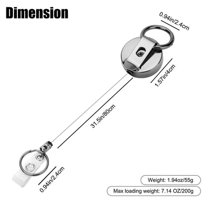 Retractable Badge Reel ID Card Holders Heavy Duty with Belt Clip Key Ring 2Packs