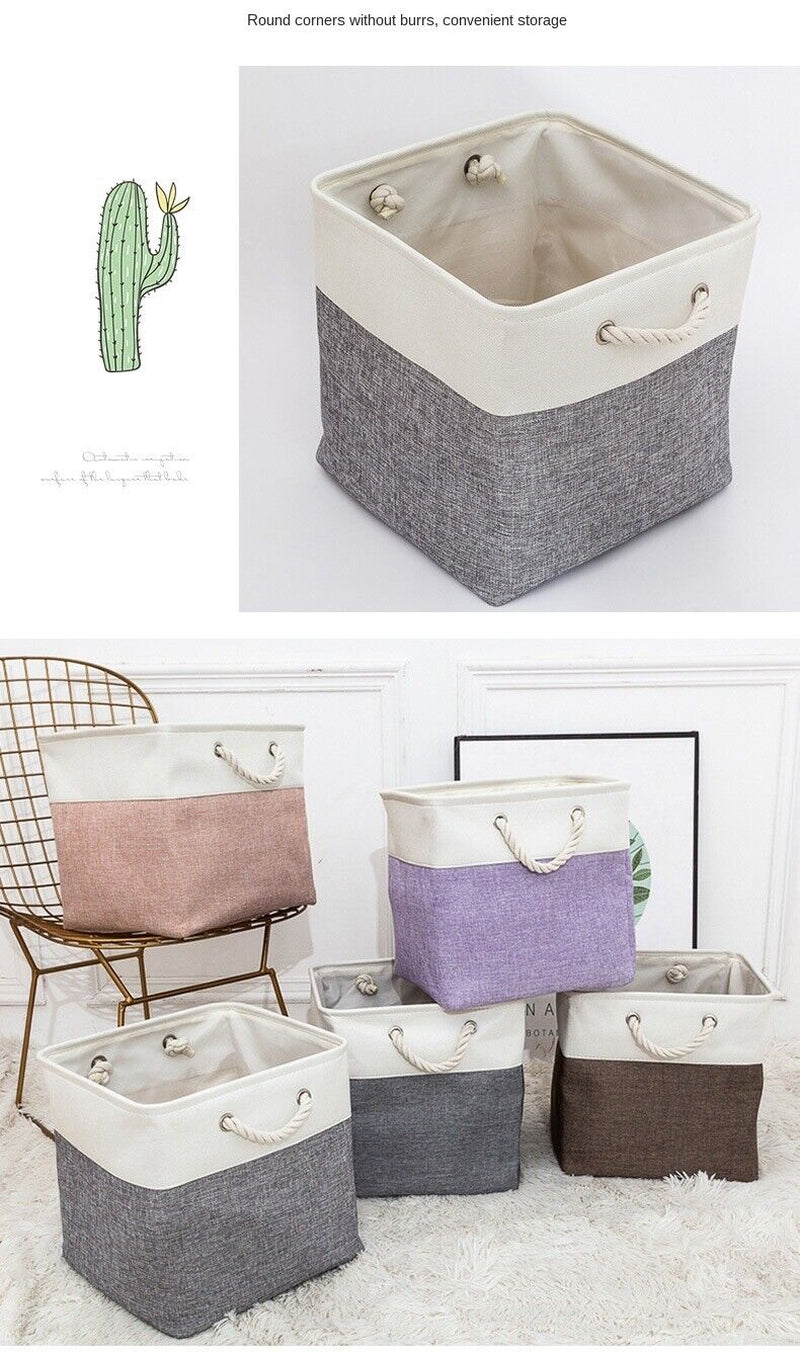 Large Storage Basket Rectangular Fabric Collapsible Organizer Bin Box 13×13×13In