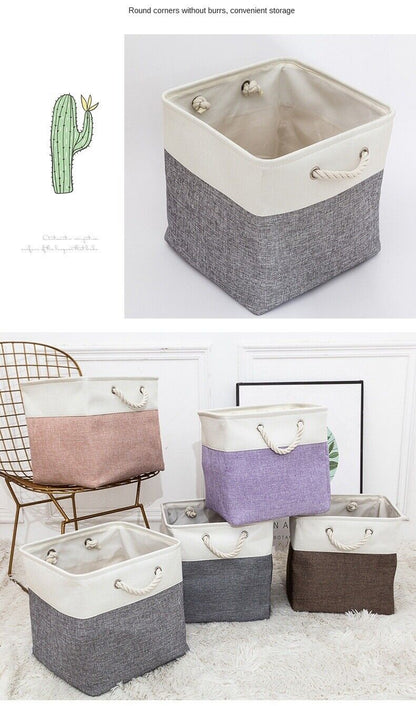 Large Storage Basket Rectangular Fabric Collapsible Organizer Bin Box 13×13×13In