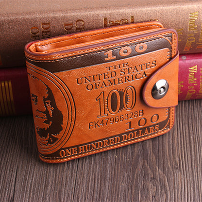 Men'S US 100 Dollar Bill Leather Wallets Bifold Photo Card Holder Handbag Clutch