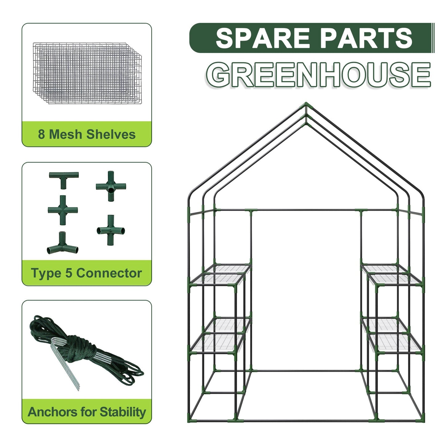 TikTok Trending! Mini Walk-In Greenhouse - 8 Shelves, 3 Tiers for Plants, Weather-Resistant, Portable, Breathable, Sturdy & Perfect for Small Spaces