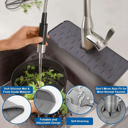 Silicone Sink Faucet Splash Guard, Faucet Absorbent Mat, Kitchen Sink Faucet Mat