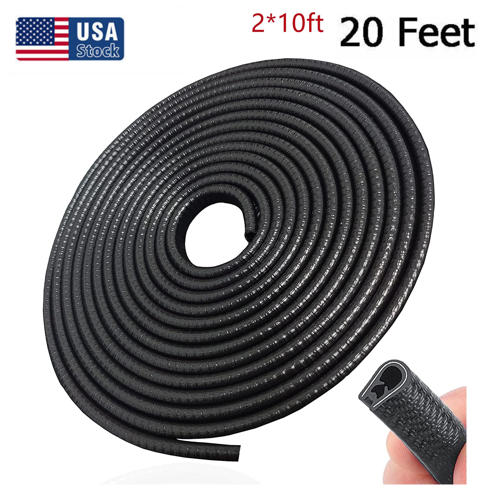 20Ft U-Shape Car Door Edge Guard Molding Trim Rubber Edge Strip Protector Seal