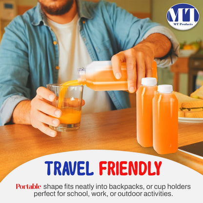 MT Products Empty Clear PET Plastic Juice Bottles with Caps 16 Oz - Pack of 12