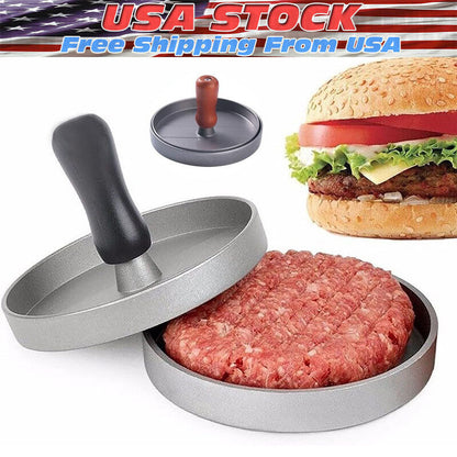 Burger Press Patty Maker - Non-Stick, Easy Release, Perfect Round Patties for Beef, Veggie & More, Detachable Handle for BBQ, Picnic & Kitchen Use