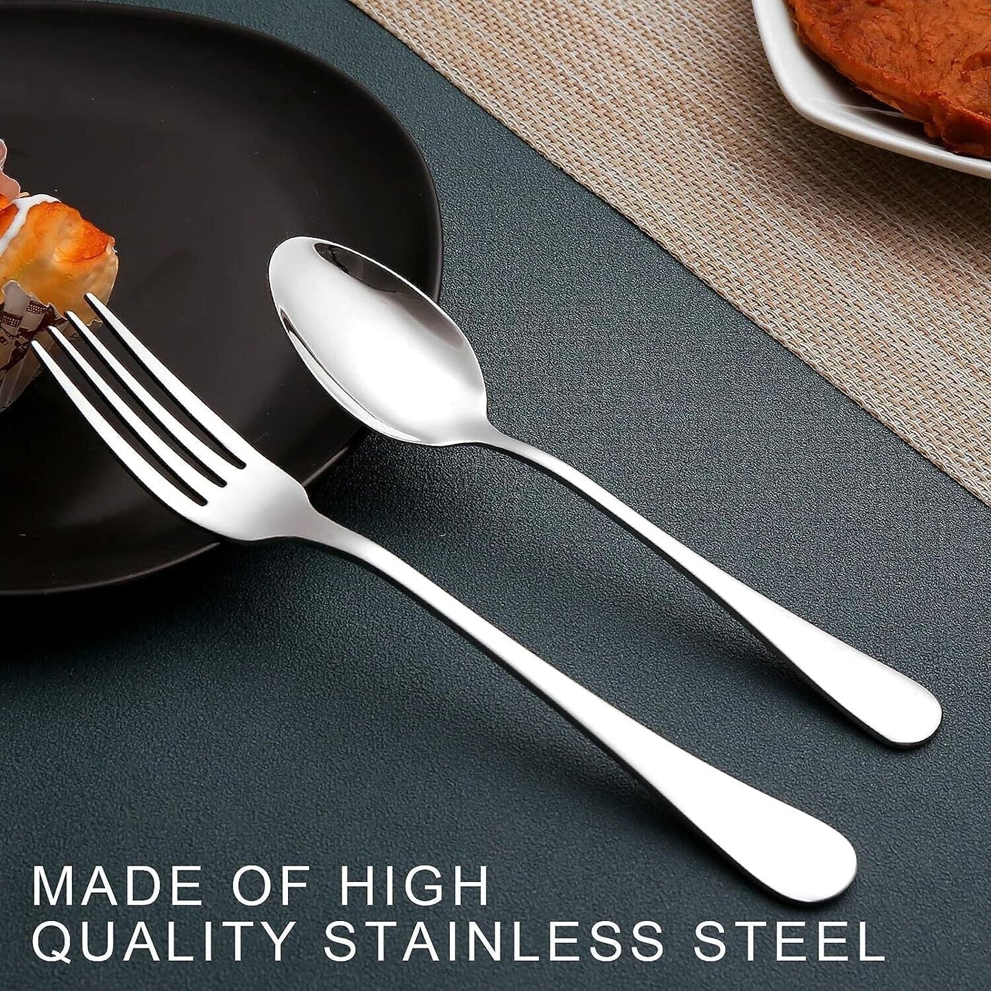 Aesthetic Silverware Set for 6 – 12PC Stainless Steel Forks & Spoons Durable, Rust-Resistant, Dishwasher Safe – Perfect for Home, Dining & Events!